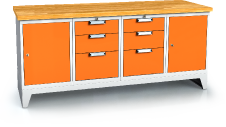 Pracovní stůl alpede UNI - deska - kontejner - podstavec s nohama 880 x 2000 x 700
